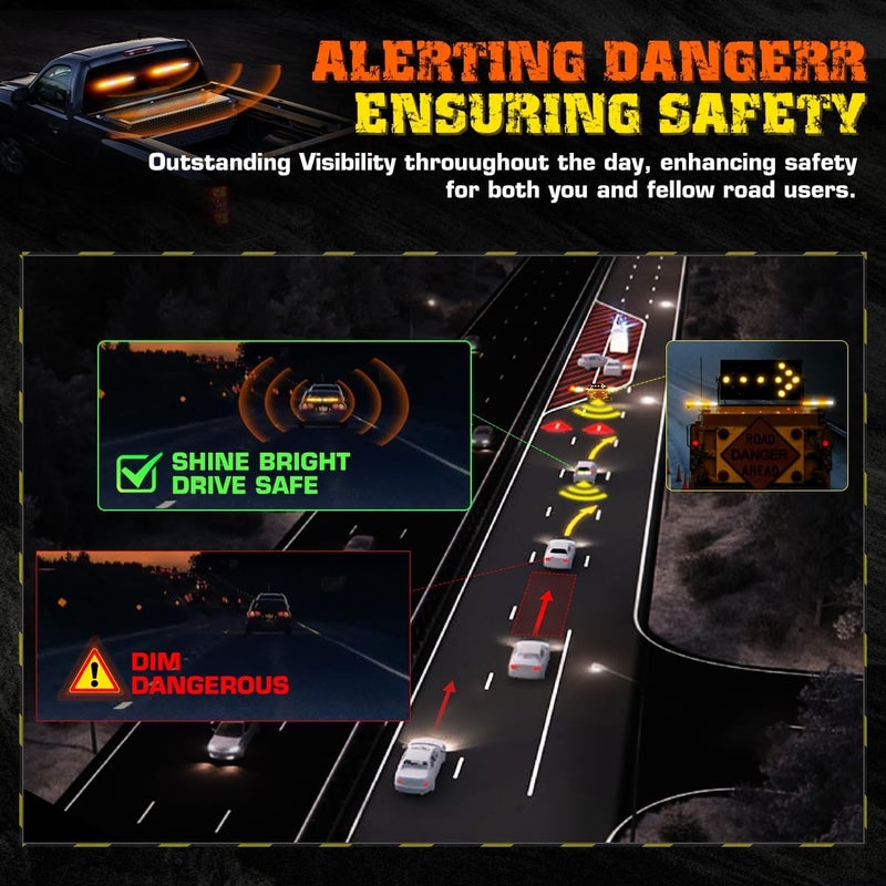 LRTER 2x17.7 Traffic Advisor Light Bar w/Digital Display Controller Windshield LED Emergency Strobe Visor Safety Warning Hazard Flashing Lights for Firefighter Police Trucks Vehicles, Amber/White - Image 2